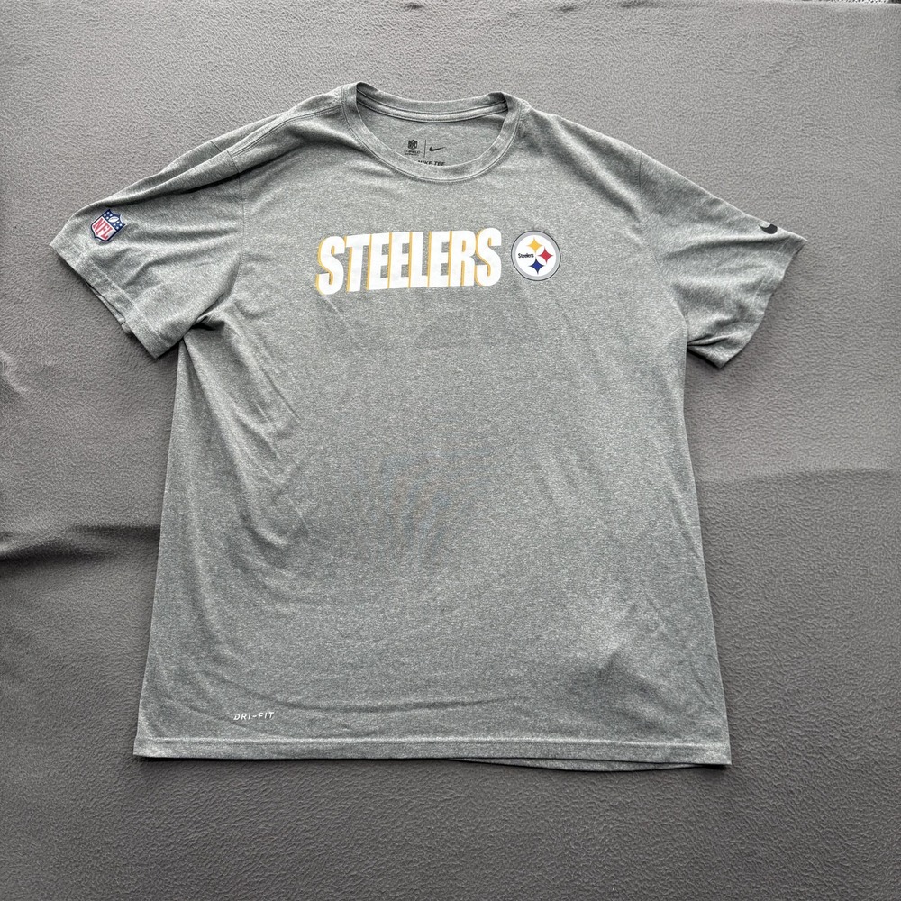 Pittsburgh Steelers Shirt Mens XL Gray NFL Football On Field Dri-FIT Nike Tee